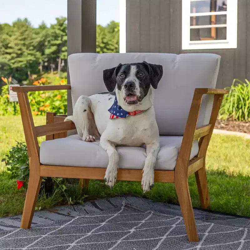 Fauteuil de jardin Sunnydaze Bodie en bois d'acacia avec coussins blanc cassé - Naturel