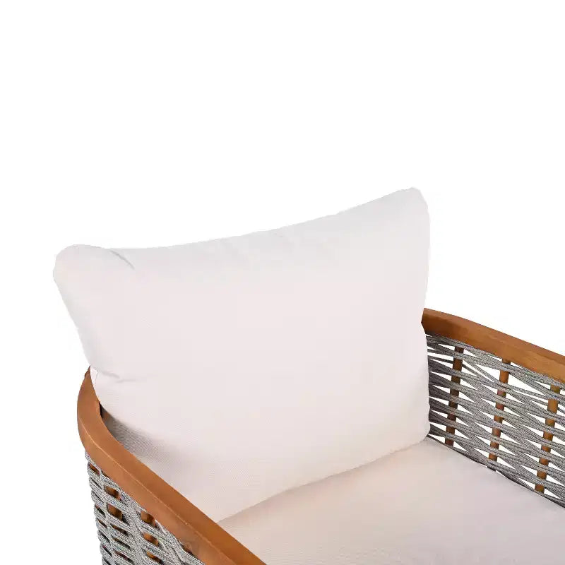 Fauteuil de patio moderne en bois d'acacia et corde tressée Liliana Christopher Knight Home avec coussins épais