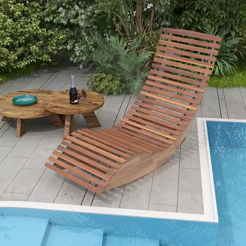 Bestier Outdoor Rocking Chair, Acacia Wood Patio Lounge Chair with Ergonomic Curved, Widened Slatted Seat, High Back, Rocker for Porch, Yard