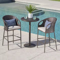 GDFStudio Markey Outdoor Wicker 3 Piece Bistro Bar Set with Cushion