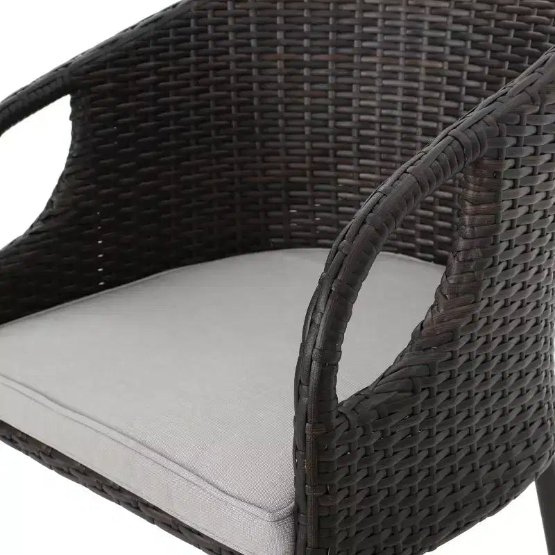 GDFStudio Markey Ensemble de bistrot-bar extérieur en osier 3 pièces avec coussin