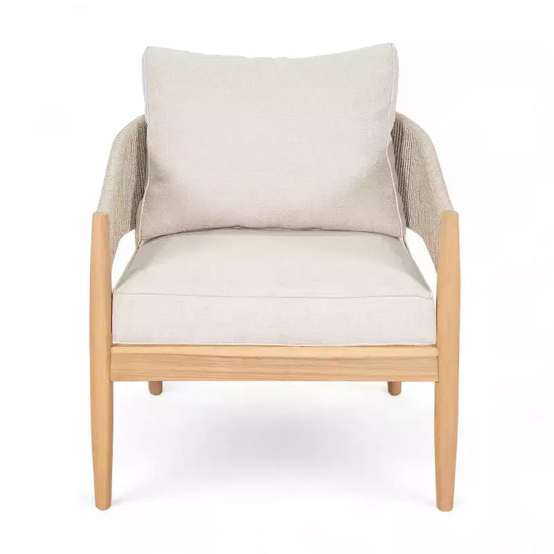 Christopher Knight Home Ryoma, fauteuils de club modernes en bois d'acacia et corde tressée pour terrasse, avec coussins (lot de 2)