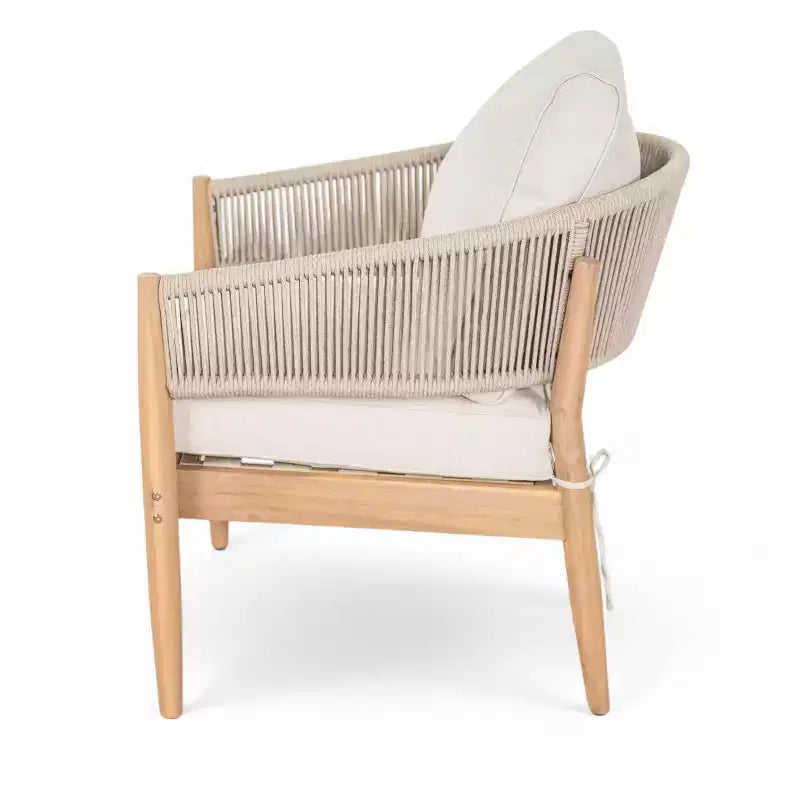 Christopher Knight Home Ryoma, fauteuils de club modernes en bois d'acacia et corde tressée pour terrasse, avec coussins (lot de 2)