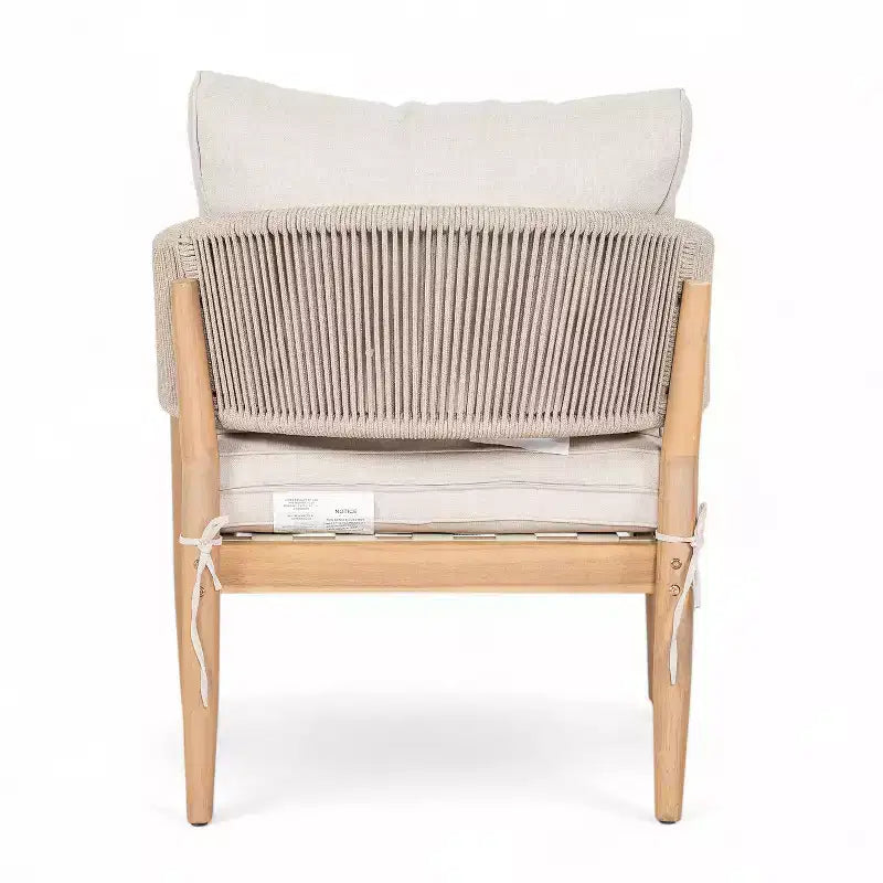Christopher Knight Home Ryoma, fauteuils de club modernes en bois d'acacia et corde tressée pour terrasse, avec coussins (lot de 2)