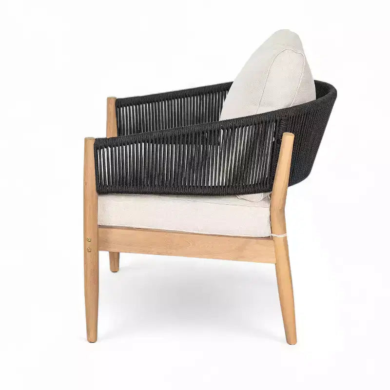 Christopher Knight Home Ryoma, fauteuils de club modernes en bois d'acacia et corde tressée pour terrasse, avec coussins (lot de 2)
