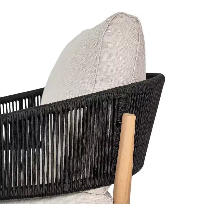 Christopher Knight Home Ryoma, fauteuils de club modernes en bois d'acacia et corde tressée pour terrasse, avec coussins (lot de 2)