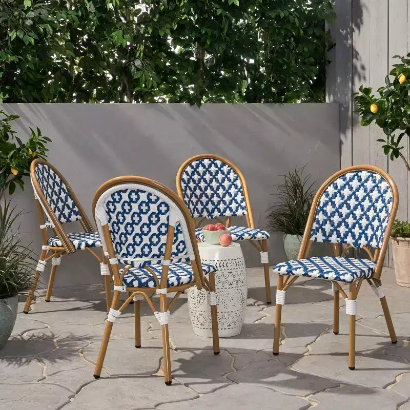 Christopher Knight Home Baron Bistro Chairs with Woven Rattan and Aluminum Frame (Set of 4)