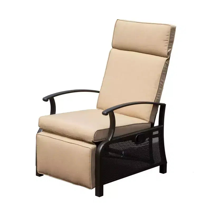 CLIHOME Adjustable Outdoor Patio Lounge Chair,with Flip Table Push Back & Removable Cushions