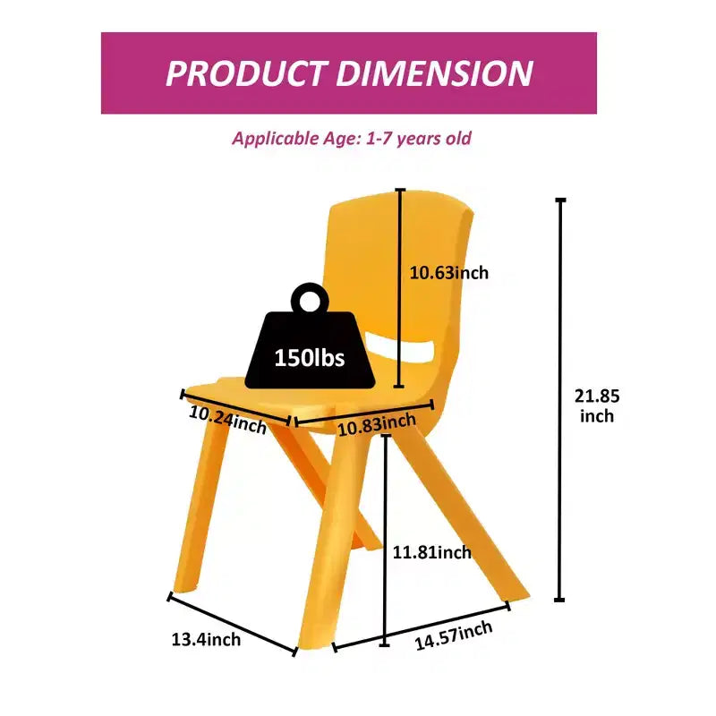 Chaise d'enfant légère en plastique CLIHOME avec siège de 30 cm de hauteur pour enfants d'âge préscolaire et tout-petits, chaise empilable avec dossier