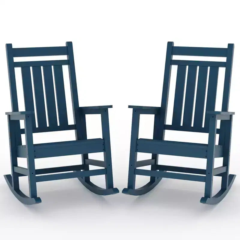 Lot de 2 chaises à bascule d'extérieur en PEHD, chaises à bascule de terrasse surdimensionnées en PEHD, bascule de porche résistante à toutes les intempéries, bascules avant en plastique robustes