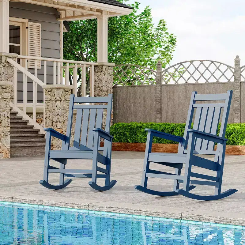 Lot de 2 chaises à bascule d'extérieur en PEHD, chaises à bascule de terrasse surdimensionnées en PEHD, bascule de porche résistante à toutes les intempéries, bascules avant en plastique robustes