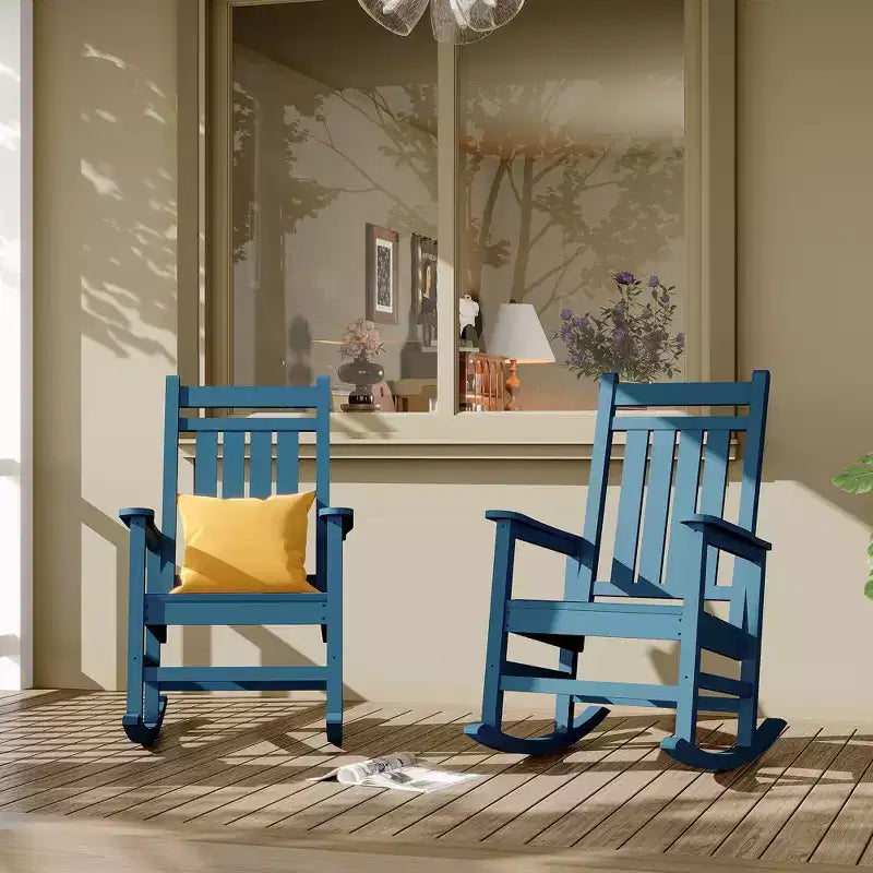 Lot de 2 chaises à bascule d'extérieur en PEHD, chaises à bascule de terrasse surdimensionnées en PEHD, bascule de porche résistante à toutes les intempéries, bascules avant en plastique robustes