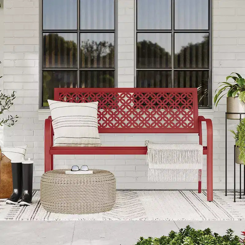 GRANDPATIO Carved-back Floral Garden Bench