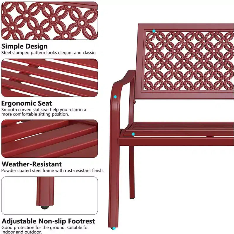 Banc de jardin à dossier sculpté floral GRANDPATIO