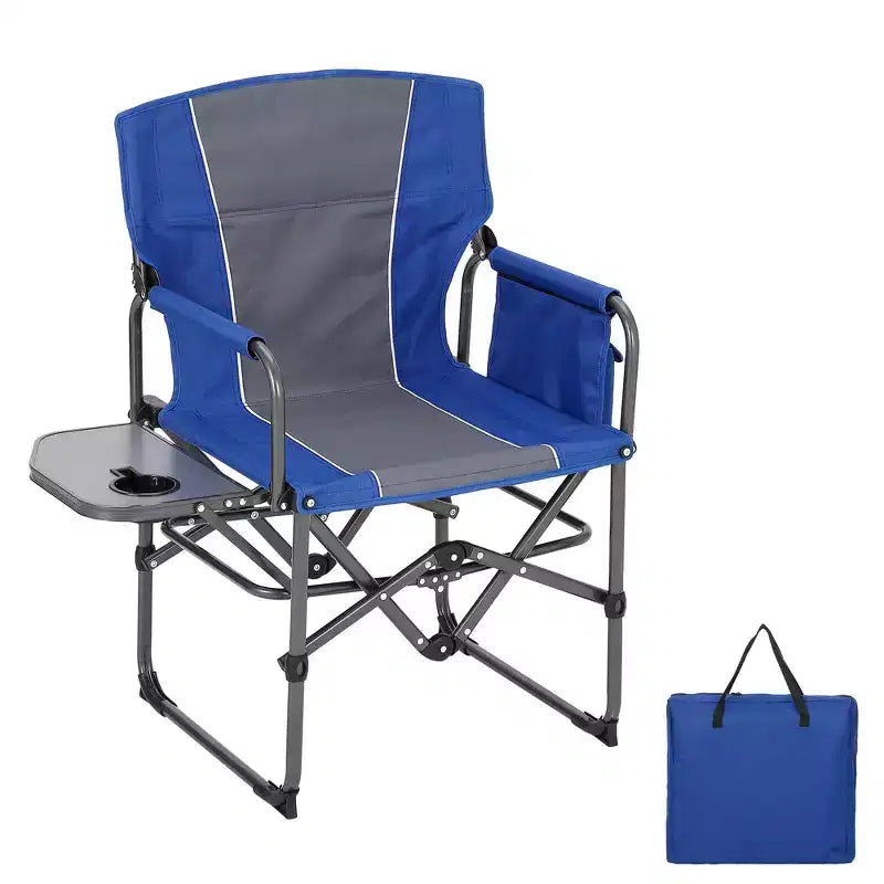 Chaise de réalisateur 1 pièce en aluminium et fer avec poches latérales, dossier pliable, utilisation extérieure, portable, durable