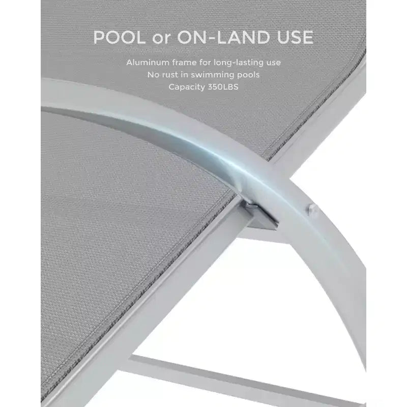 Ensemble de 3 chaises longues d'extérieur en aluminium, avec table, pour piscine, jardin et plage - Fauteuils inclinables