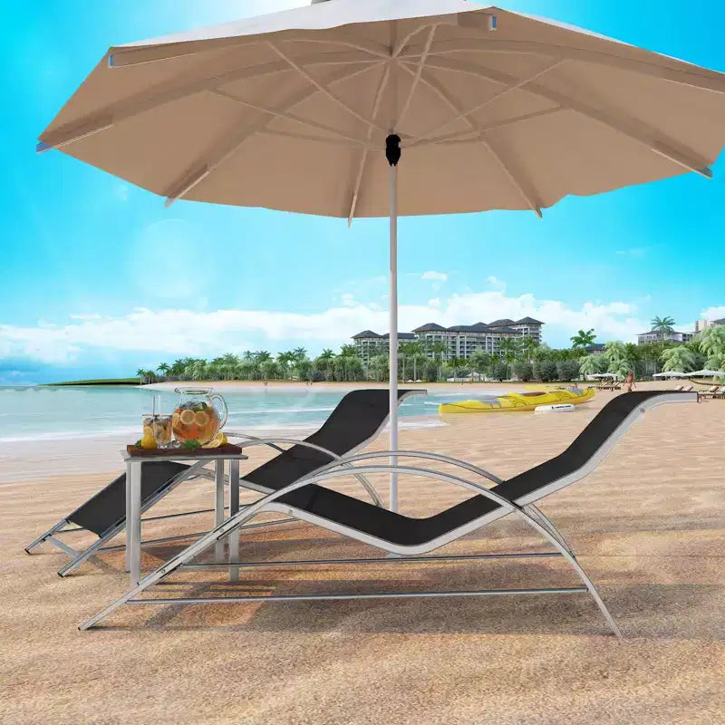 Outdoor Chaise Lounge Chairs Set of 3,Aluminum Patio Chaise Lounge 2 Chair Set with Table, for Poolside, Garden, and Beach - Recliners