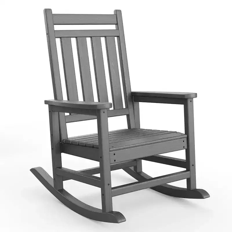 Fauteuil à bascule d'extérieur TROPOW, chaise à bascule en plastique HDPE résistant aux intempéries avec larges accoudoirs, fauteuil classique pour brasero pour porche, terrasse, pelouse, jardin