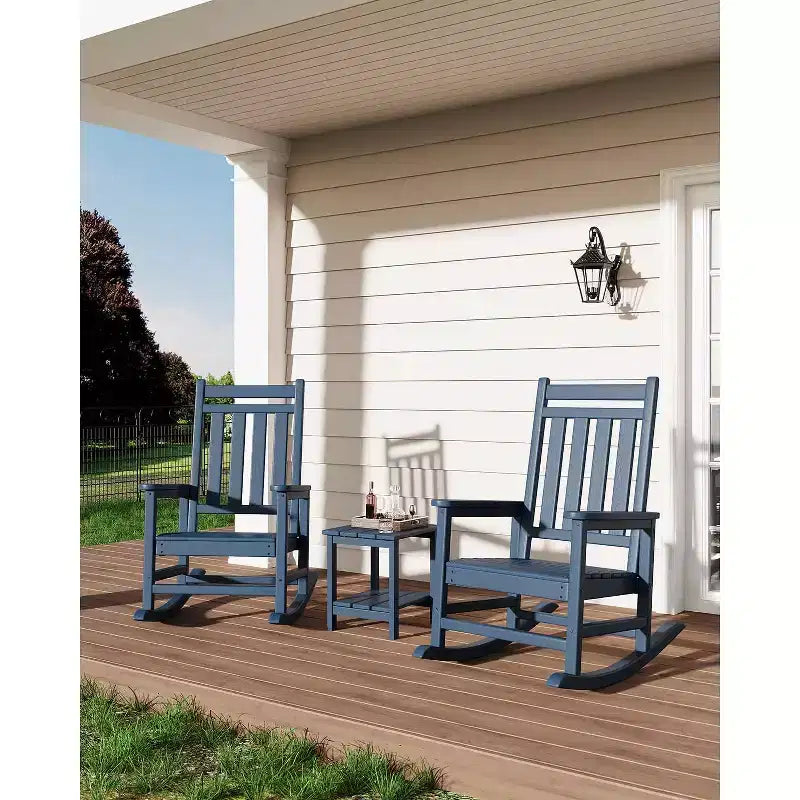 Fauteuil à bascule d'extérieur TROPOW, chaise à bascule en plastique HDPE résistant aux intempéries avec larges accoudoirs, fauteuil classique pour brasero pour porche, terrasse, pelouse, jardin