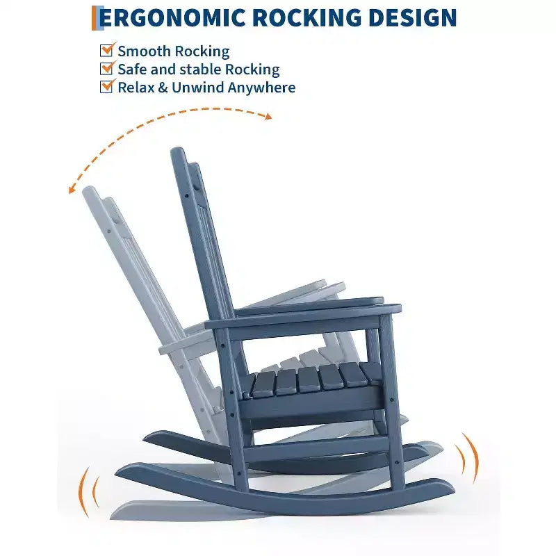 Fauteuil à bascule d'extérieur TROPOW, chaise à bascule en plastique HDPE résistant aux intempéries avec larges accoudoirs, fauteuil classique pour brasero pour porche, terrasse, pelouse, jardin