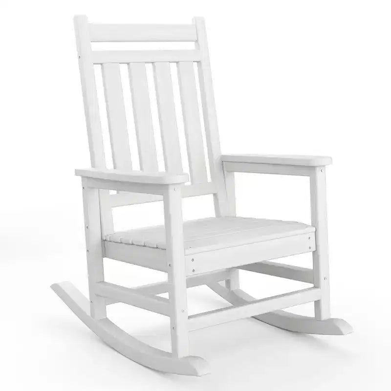 Fauteuil à bascule d'extérieur TROPOW, chaise à bascule en plastique HDPE résistant aux intempéries avec larges accoudoirs, fauteuil classique pour brasero pour porche, terrasse, pelouse, jardin