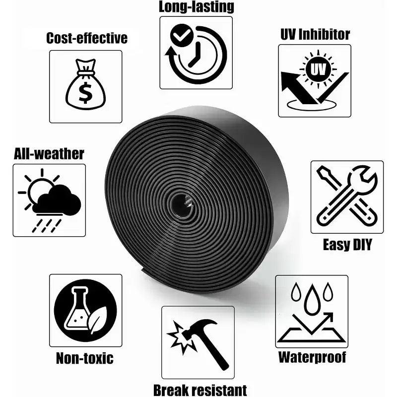 Kit de réparation de chaise de patio Summit Adventure – Sangles en vinyle de 6 m (2 de large) + 20 rivets – pour meubles de jardin et de terrasse (noir)
