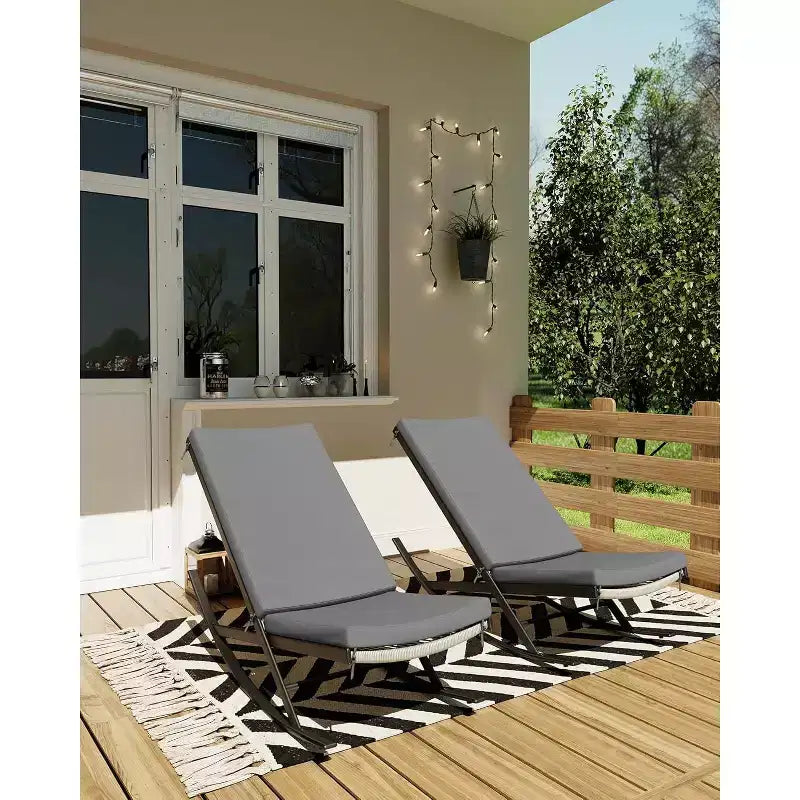Summit Adventure Outdoor Rocking Papasan Chair  Patio & Indoor Recliner with CushionGrey