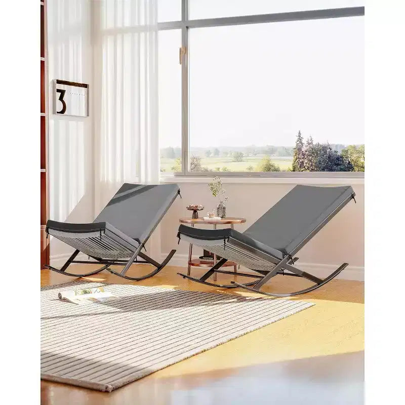 Fauteuil Papasan à bascule Summit Adventure pour l'extérieur, la terrasse et l'intérieur avec coussin - Gris