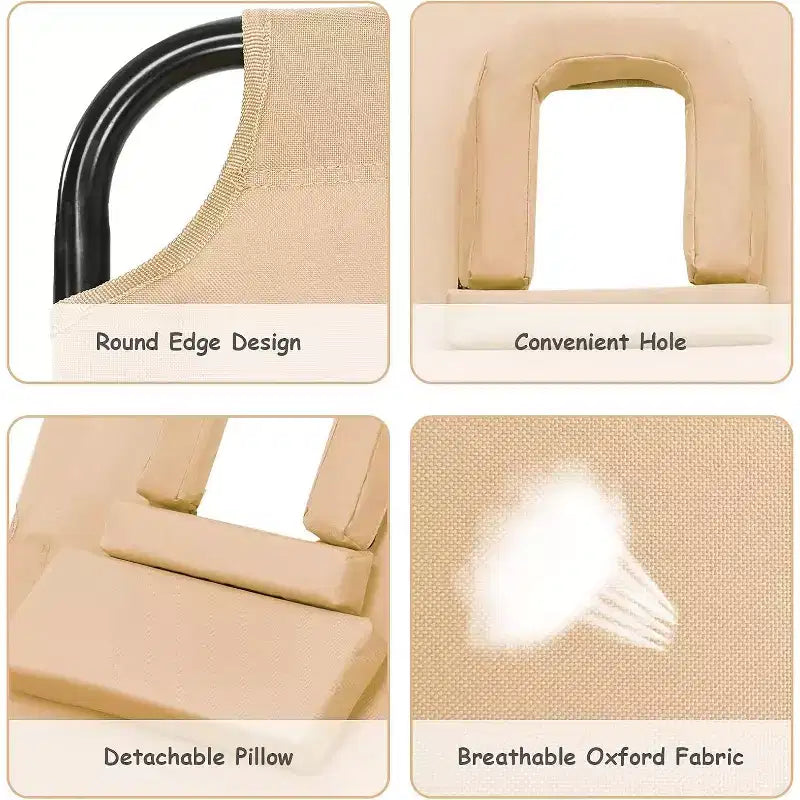 Chaise de plage pliante 5 positions Summit Adventure - Oreiller rembourré et capacité de 150 kg, aucun assemblage requis (beige)