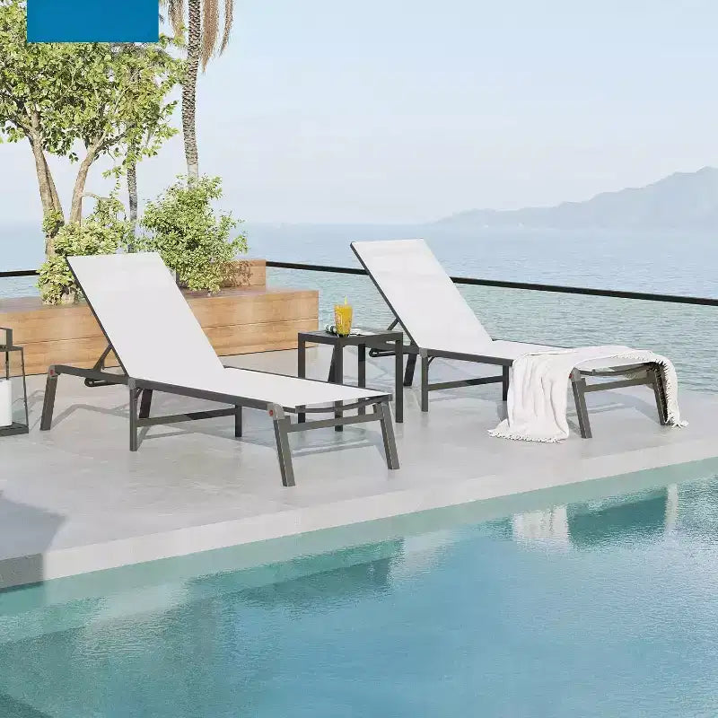 Chaise longue d'extérieur Summit Adventure - Transat inclinable pliable en aluminium 5 positions, aucun assemblage requis pour piscine/plage
