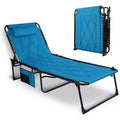 Summit Adventure Oversized Foldable Chaise Lounge with Cushion  Reclining Camping Cot for Indoor & Outdoor Use  Patio, Backyard, Beach