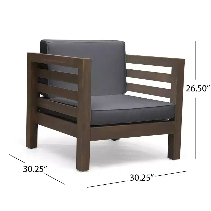 Fauteuil de jardin GDFStudio Cascada en bois d'acacia avec coussin résistant à l'eau