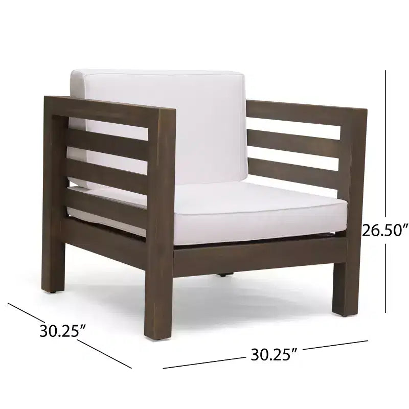 Fauteuil de jardin GDFStudio Cascada en bois d'acacia avec coussin résistant à l'eau