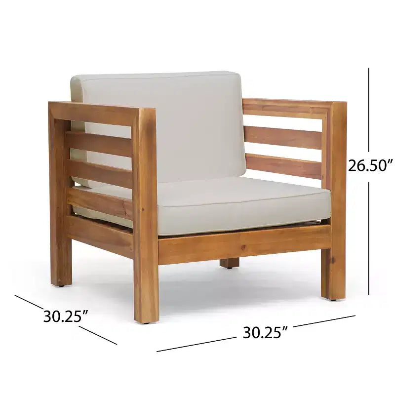 Fauteuil de jardin GDFStudio Cascada en bois d'acacia avec coussin résistant à l'eau