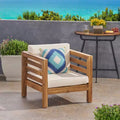 GDFStudio Cascada Outdoor Acacia Wood Club Chair with Water-Resistant Cushion