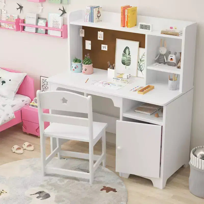 Ensemble bureau et chaise d'étude pour enfants TROPOW avec rangement - Table d'apprentissage ergonomique pour enfants avec étagère et organiseur - Construction en bois d'ingénierie