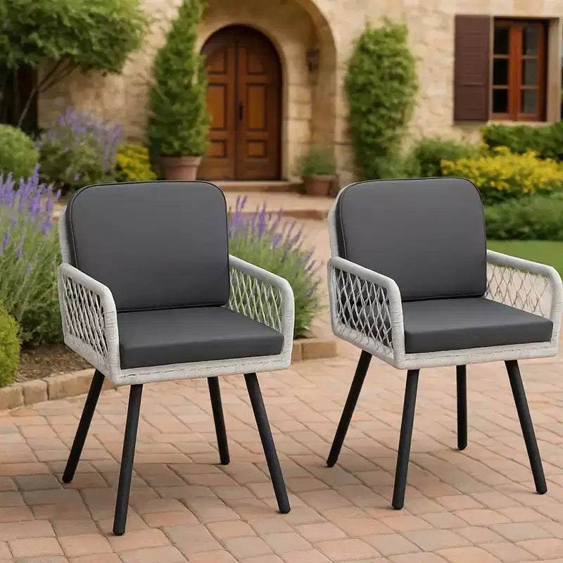 GustoWave Patio Dining Chairs Set of 2, Porch Armchairs with Cushions for Indoor, Garden, Balcony, Terrace, Backyard