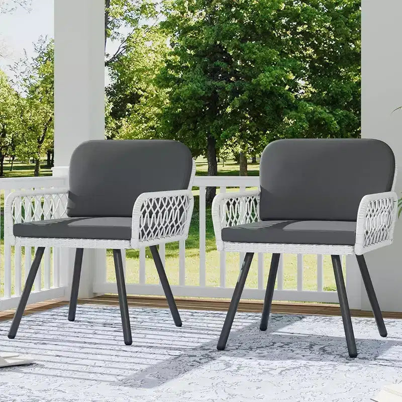 GustoWave Lot de 2 chaises de salle à manger de patio, Fauteuils de porche avec coussins pour l'intérieur, le jardin, le balcon, la terrasse, l'arrière-cour