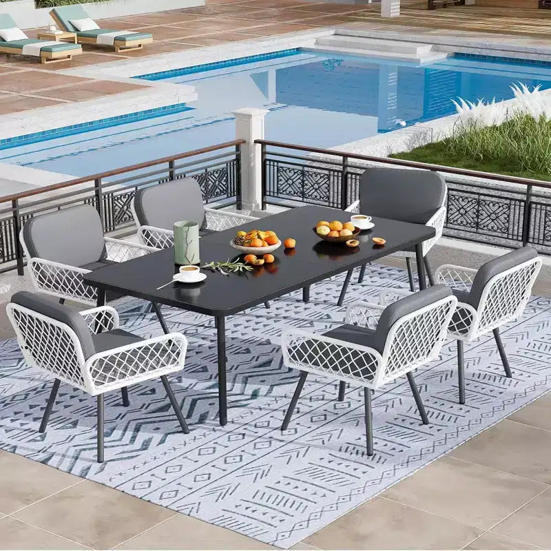 GustoWave Lot de 2 chaises de salle à manger de patio, Fauteuils de porche avec coussins pour l'intérieur, le jardin, le balcon, la terrasse, l'arrière-cour