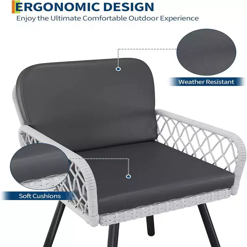 GustoWave Lot de 2 chaises de salle à manger de patio, Fauteuils de porche avec coussins pour l'intérieur, le jardin, le balcon, la terrasse, l'arrière-cour