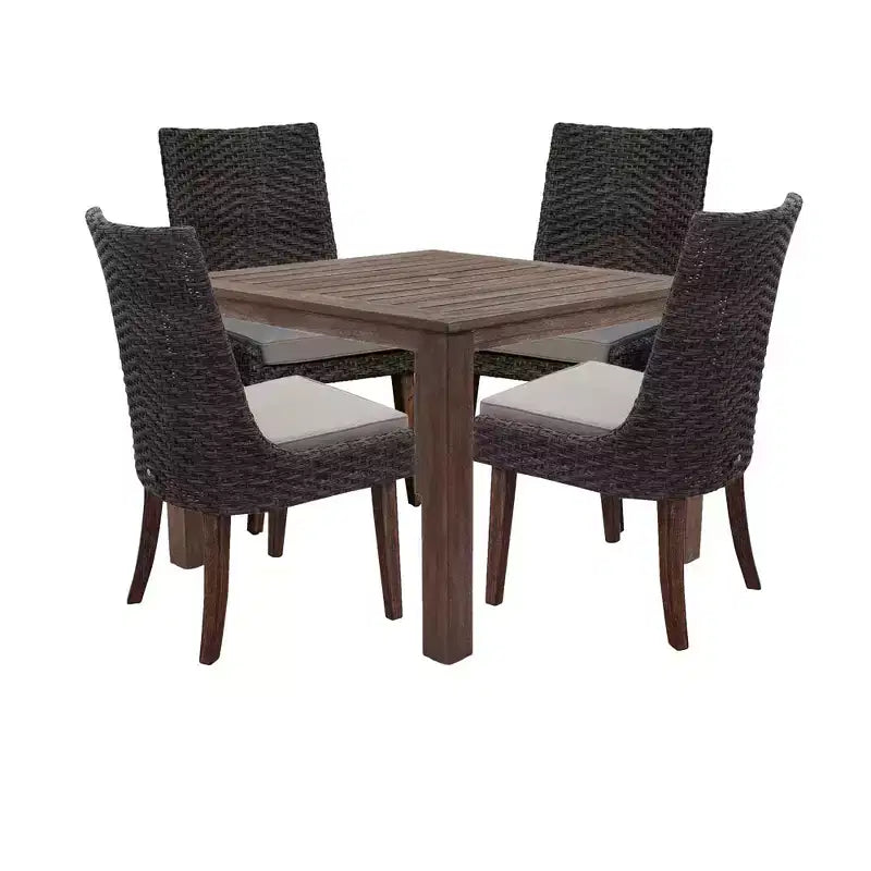 Courtyard Casual Bermuda FSC Teak 5 pc 39 Square FSC Teak Dining Set Includes one 39 Square Dining Table and four Dining Chairs