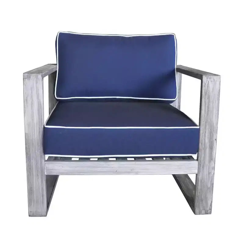 Fauteuil de jardin moderne Courtyard Casual Driftwood Gray Teak North Shore avec coussins