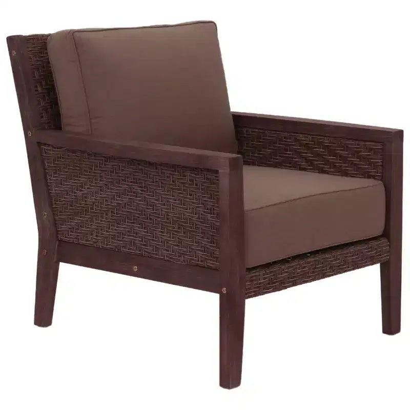 Courtyard Casual Buena Vista II Club Chair Stained Eucalyptus Wood KD Sunbrella Fabric