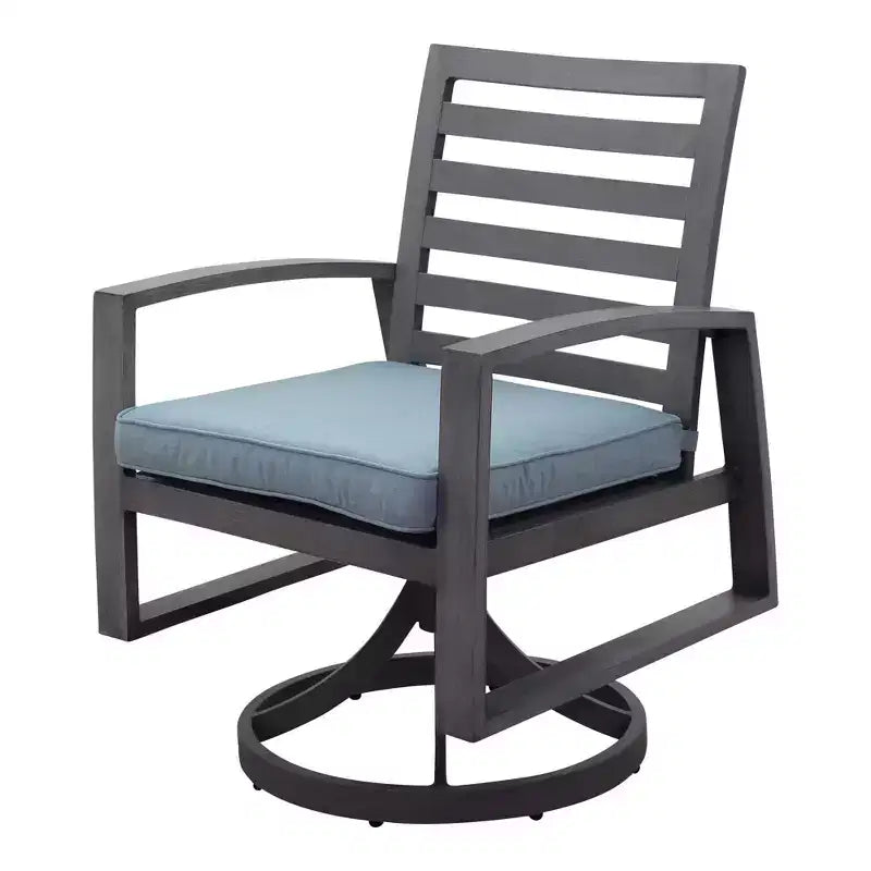 Fauteuil à bascule pivotant en aluminium Courtyard Casual Cabo avec coussins Sunbrella