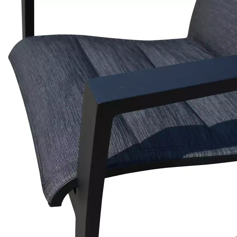 Tabouret de bar pivotant rembourré Horizon Balcony avec élingue, cadre en aluminium laqué.
