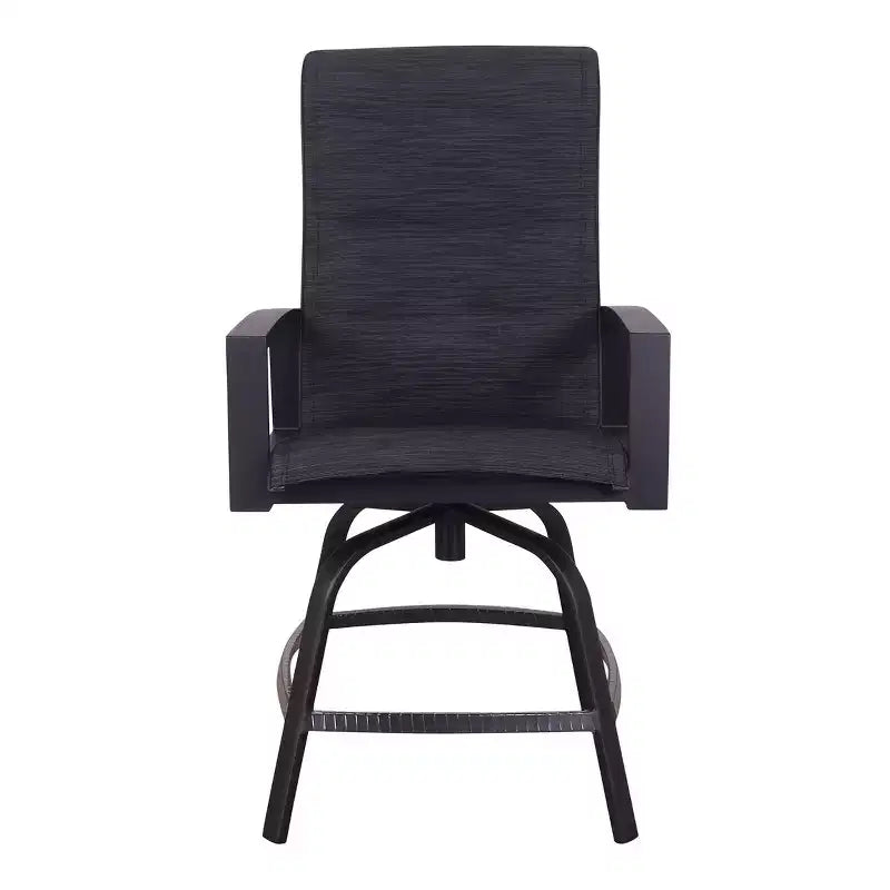 Tabouret de bar pivotant rembourré Horizon Balcony avec élingue, cadre en aluminium laqué.