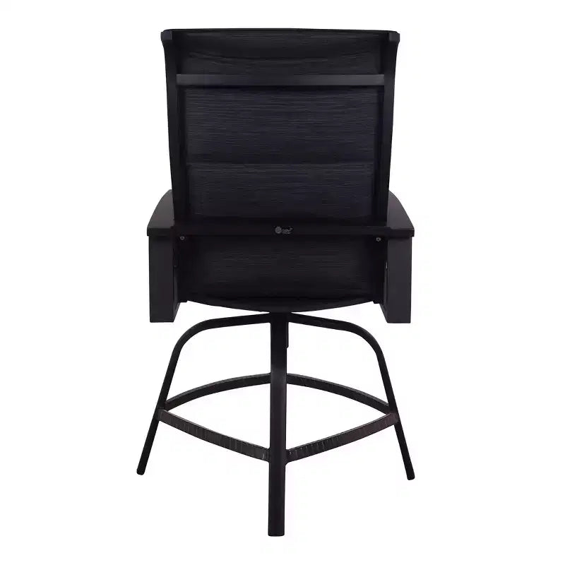 Tabouret de bar pivotant rembourré Horizon Balcony avec élingue, cadre en aluminium laqué.