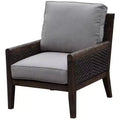 Courtyard Casual Bermuda FSC Teak Club Chair FSC Teak Rustic Taupe Stain with Weathered Gray Wicker Fully Assembled