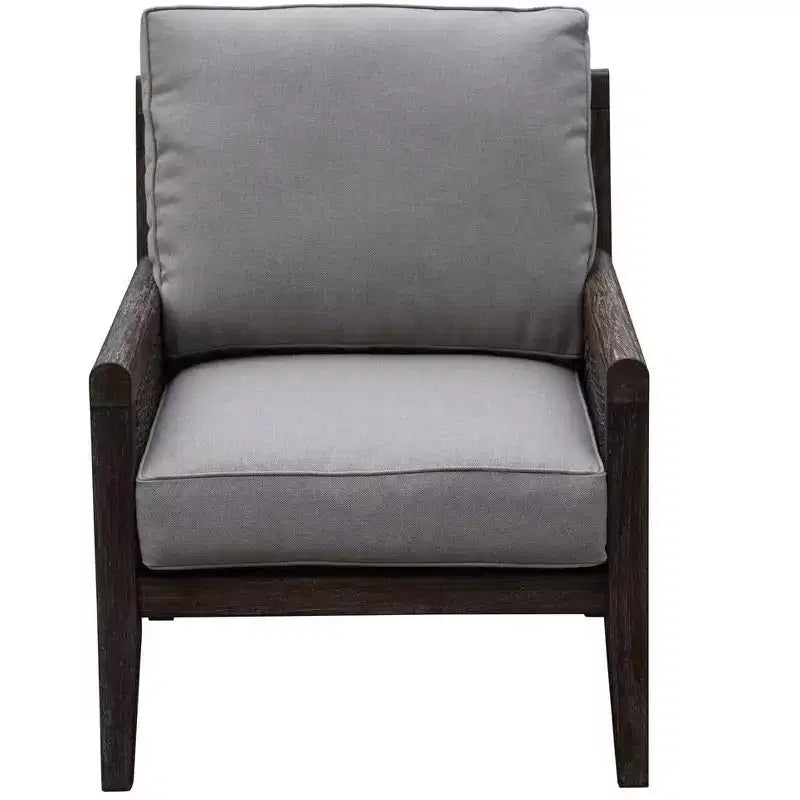 Chaise de club Courtyard Casual Bermuda en teck FSC, couleur taupe rustique et osier gris vieilli, entièrement assemblée