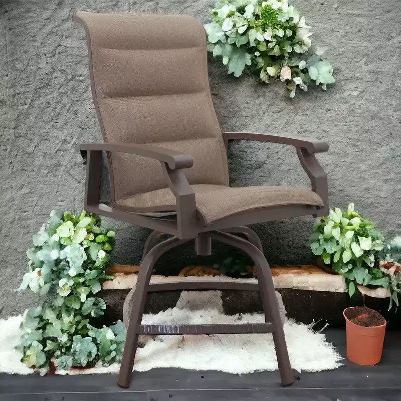 Tabouret pivotant matelassé Courtyard Casual Madison pour balcon, cadre en aluminium poudré